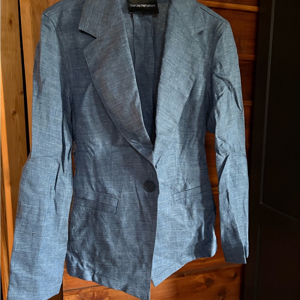 Emporio Armani Denim Blue Linen Jacket